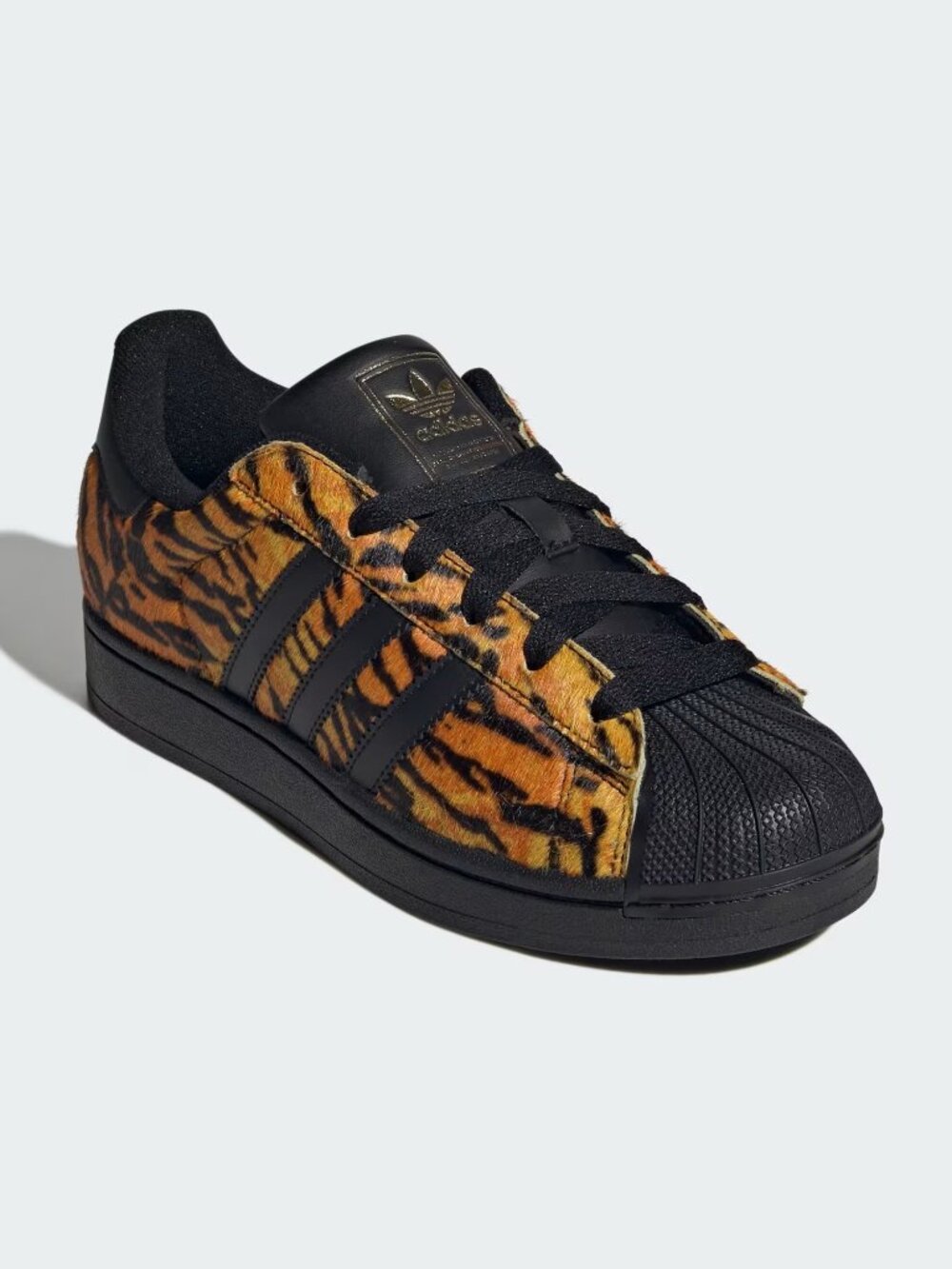 Adidas Women's 5 Superstar II Shoes Yellow/Black/Gold Metallic Tiger Print